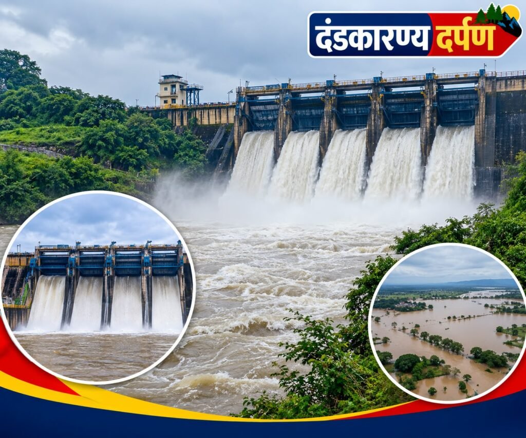 दुधावा बांध में बढ़ा जलस्तर और चार गेटों से पानी की निकासी
