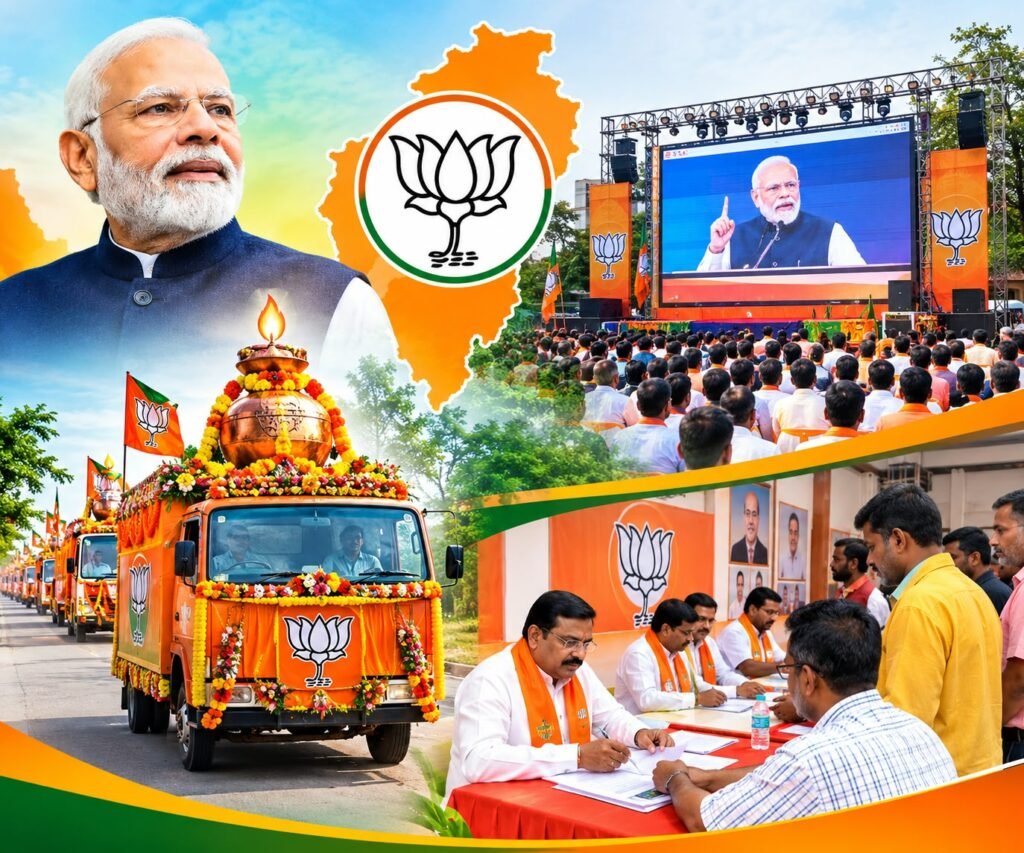 छत्तीसगढ़ BJP सेवा ज्योति यात्रा ज्योति कलश रथ