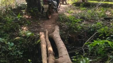 नारायणपुर के दुर्गीपारा में कुदाल फावड़ा लेकर रास्ता सुधारते ग्रामीण