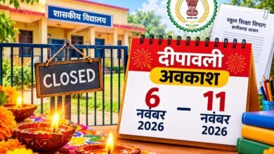 छत्तीसगढ़ में 6 से 11 नवंबर 2026 तक दीपावली स्कूल अवकाश